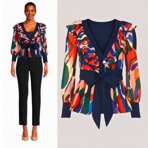 NWT PatBo Moscow Belted Blouse Poppy Floral